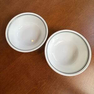 Corelle Cereal Bowls in Zenith Pattern by Corning, Black and Green lines set/2
